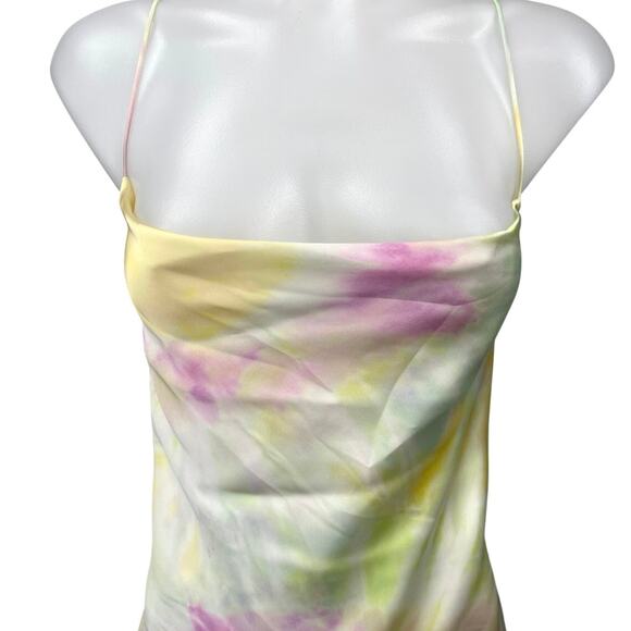 Zara Multicolor Tie Dye Sleeveless Cowl Neck Strappy Cami Tank Mini Slip Dress S - Picture 3 of 5